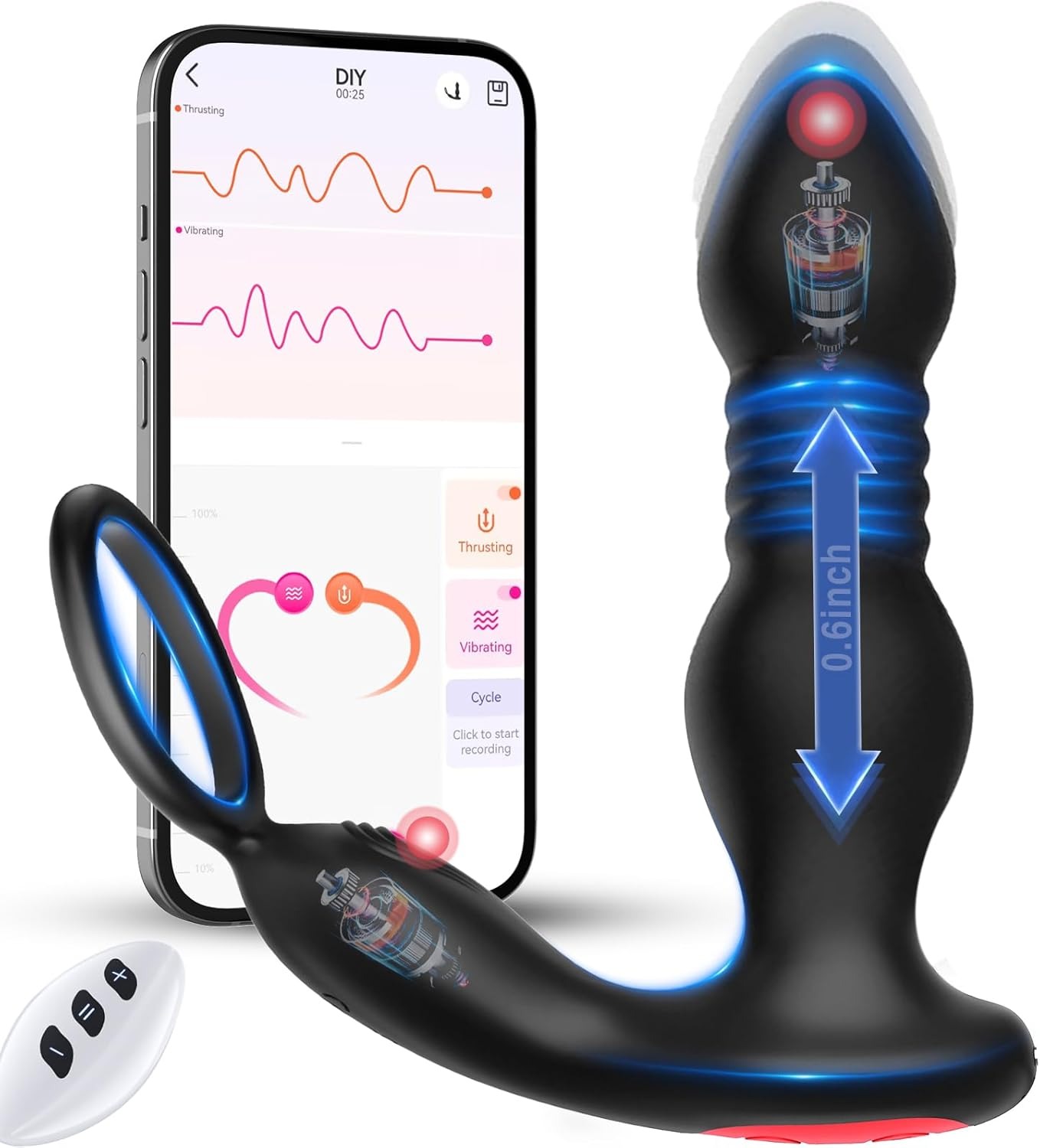 🎁Prostatamassagegerät/Analvibrator, 💥7 Stoß- und Vibrationsmodi mit Penisring