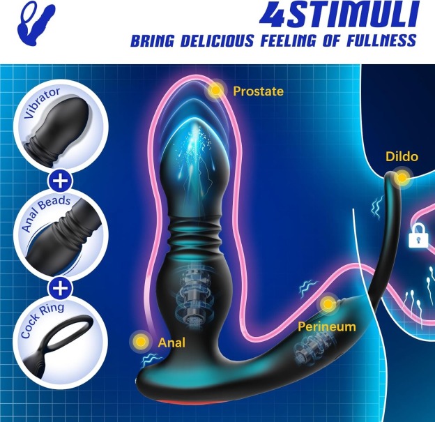 🎁Prostatamassagegerät/Analvibrator, 💥7 Stoß- und Vibrationsmodi mit Penisring
