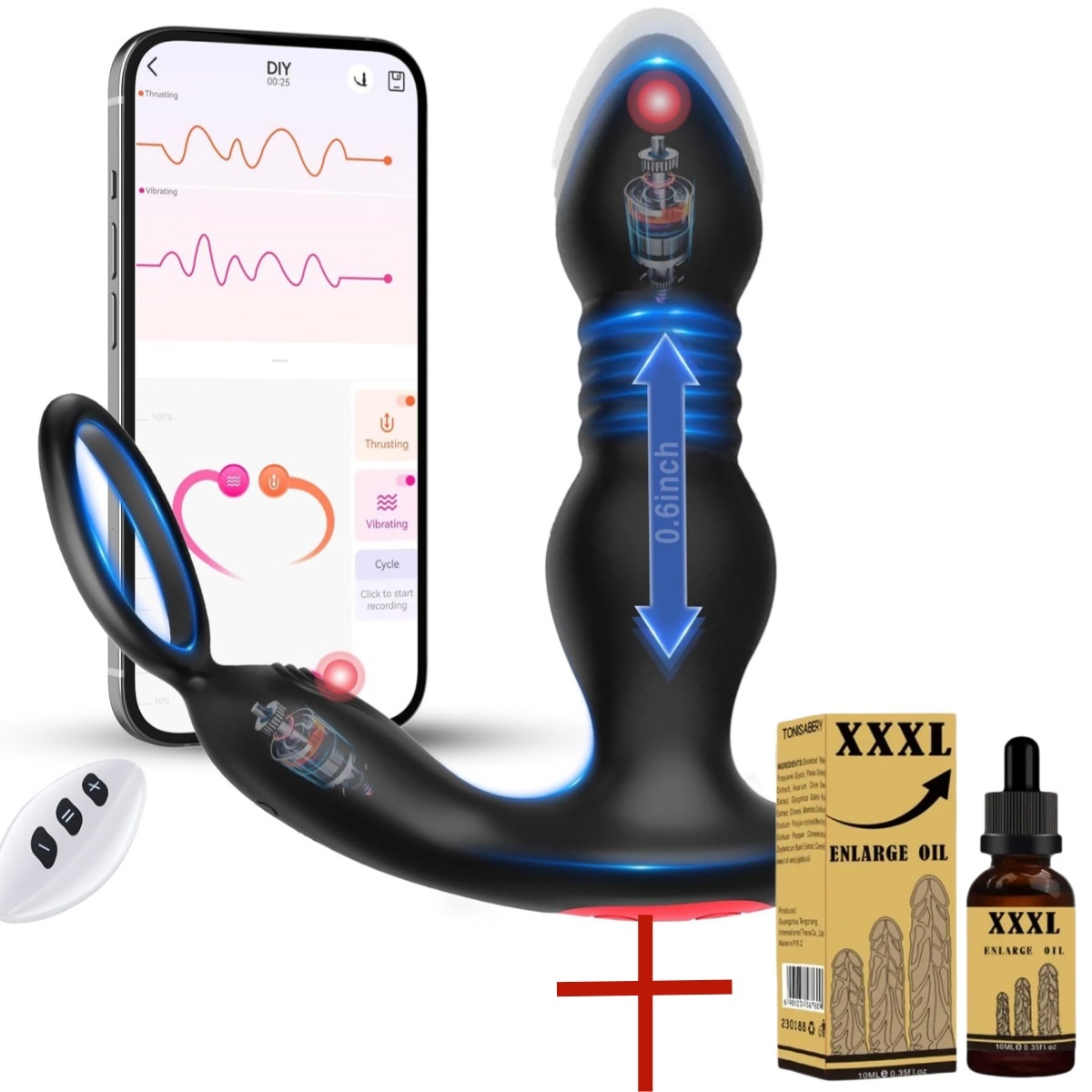 🎁Prostatamassagegerät/Analvibrator, 💥7 Stoß- und Vibrationsmodi mit Penisring