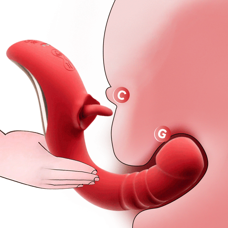 推力G点假阳具振动器情趣玩具，具有9种推力10种舔舐模式 - Rose Toy