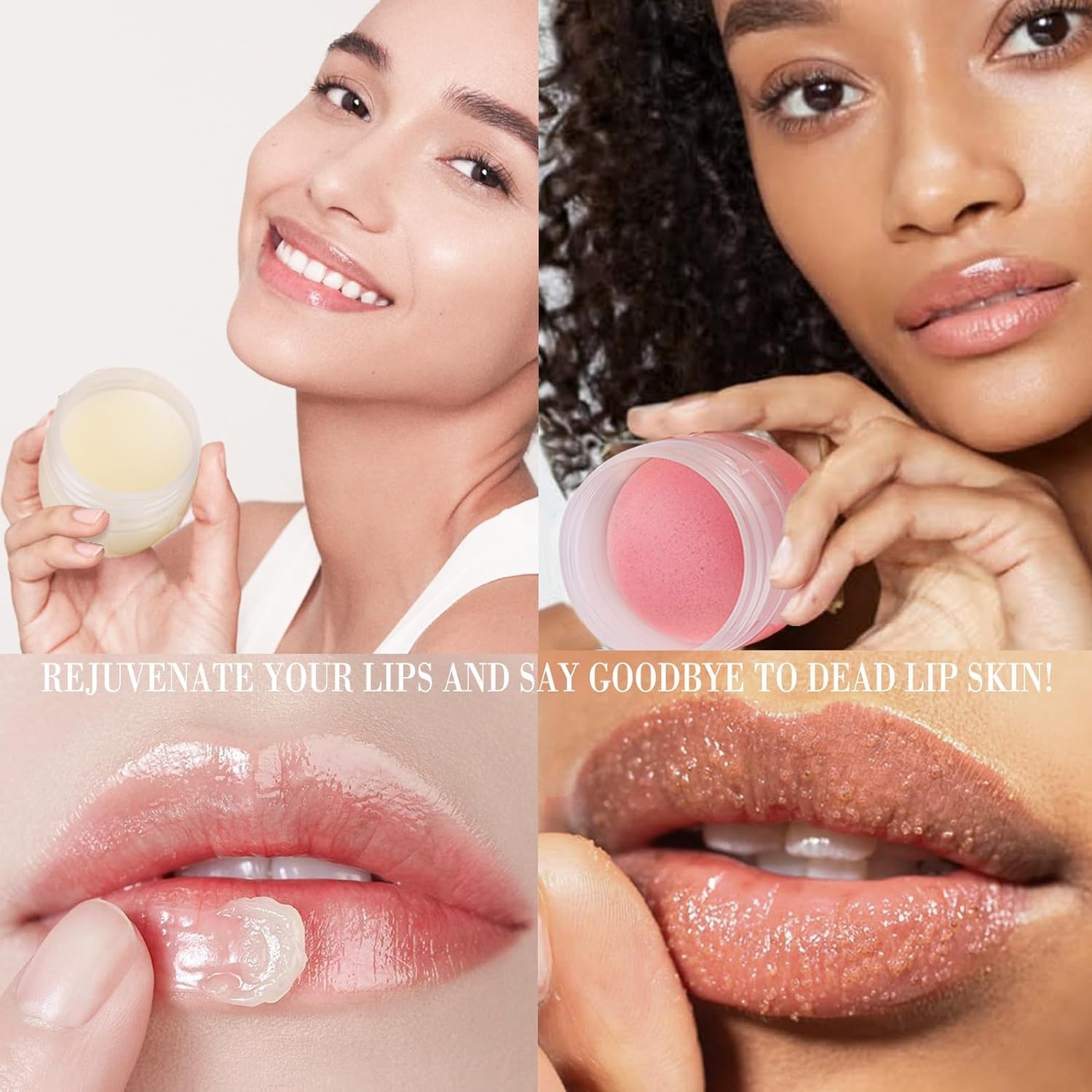 Mint Flavored Lip Balm with Exfoliating Scrubber & Sleep Mask - Moisturizing Cream for Dark Lips, Fades Cracked Skin, Night Care