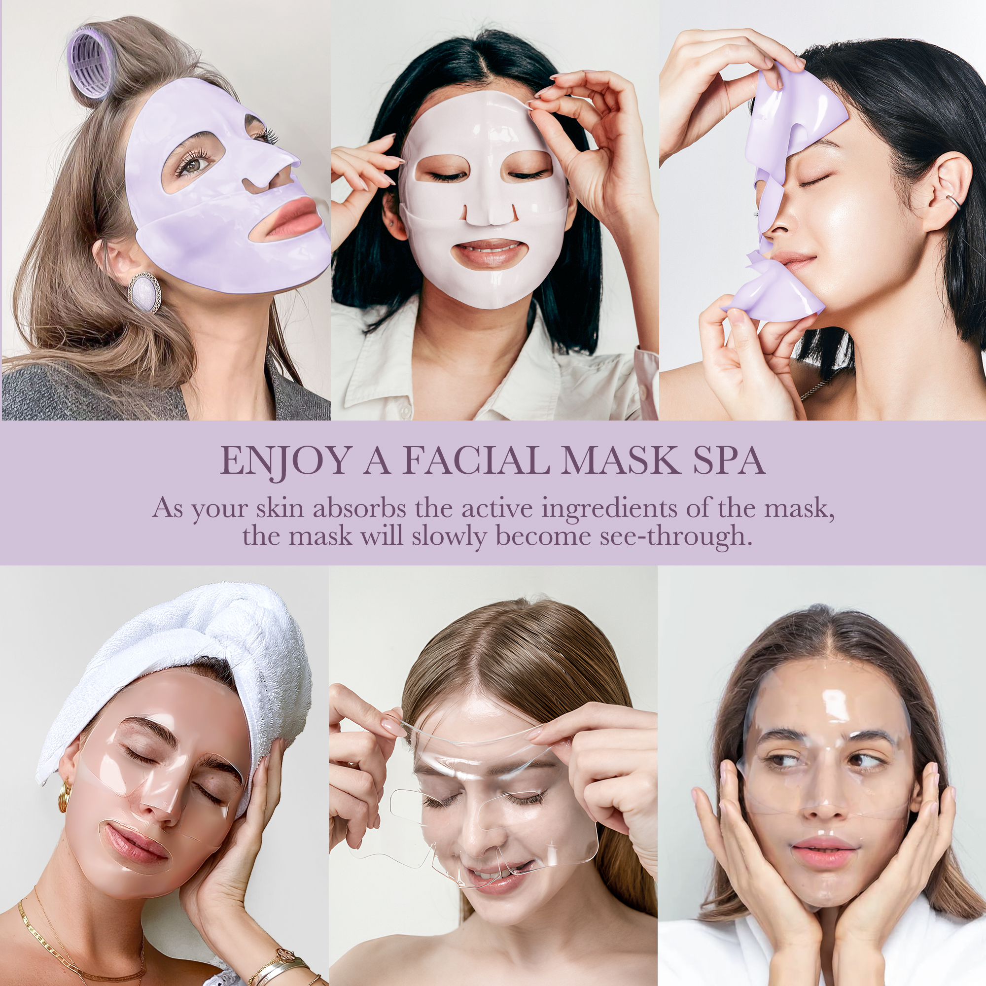 6PCS Collagen Face Mask Overnight Bio-Collagen Real Deep Mask Skincare Deep Collagen Anti Wrinkle Lifting Mask for Pore Minimizing Firming Elasticity and Wrinkle(3pcs White&3pcs Purple) 