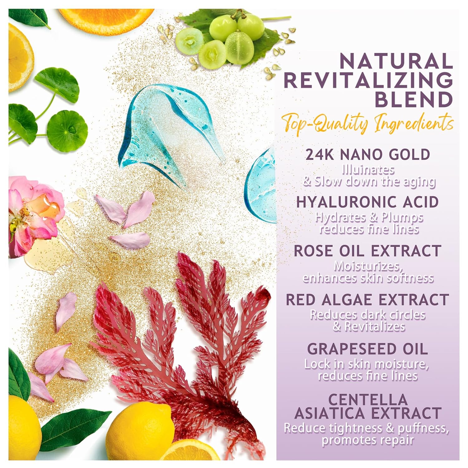 24K Gold Collagen Hyaluronic Acid Eye Patches - Soothing Relief for Puffy Eyes, Dark Circles & Wrinkles (30 Pairs)