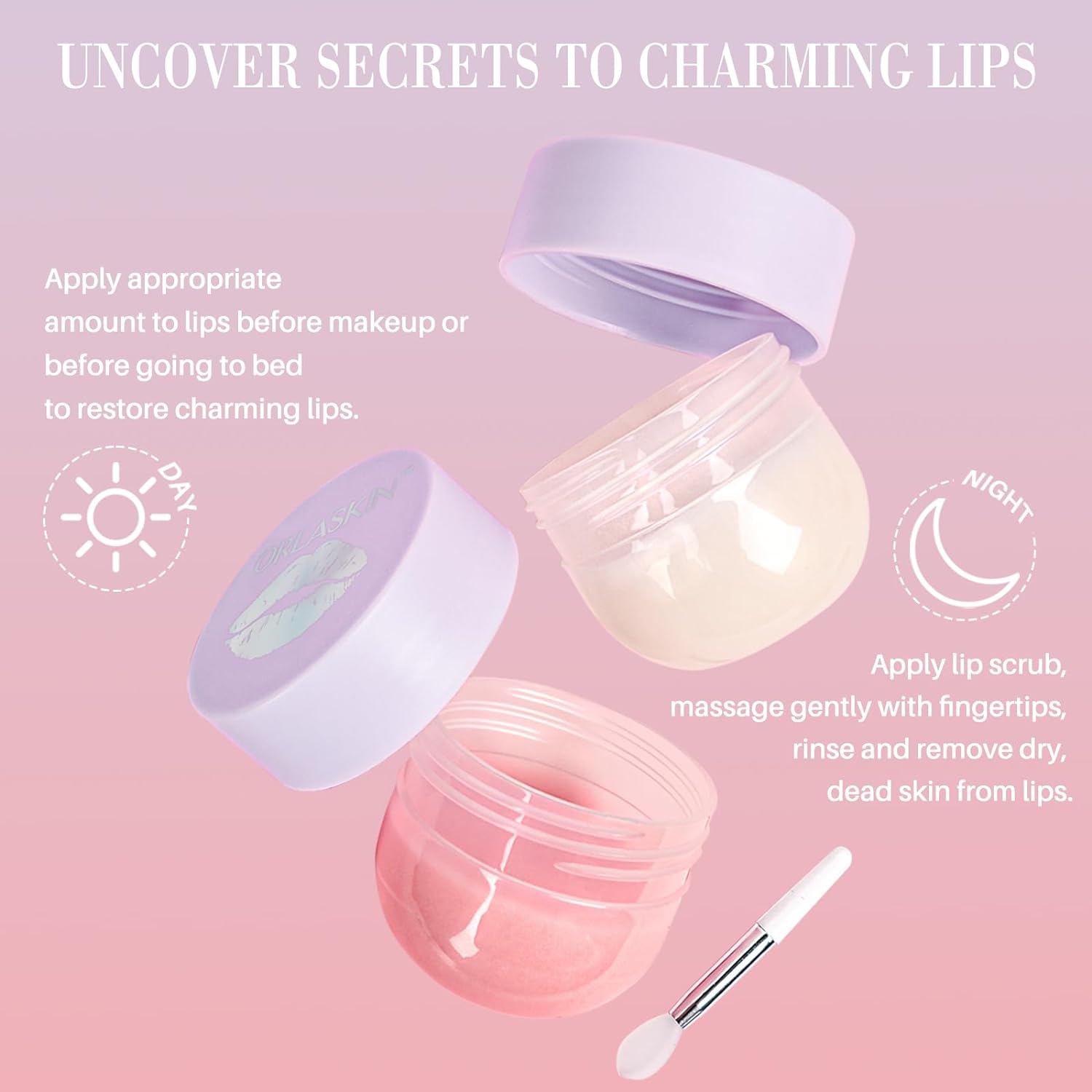 Mint Flavored Lip Balm with Exfoliating Scrubber & Sleep Mask - Moisturizing Cream for Dark Lips, Fades Cracked Skin, Night Care