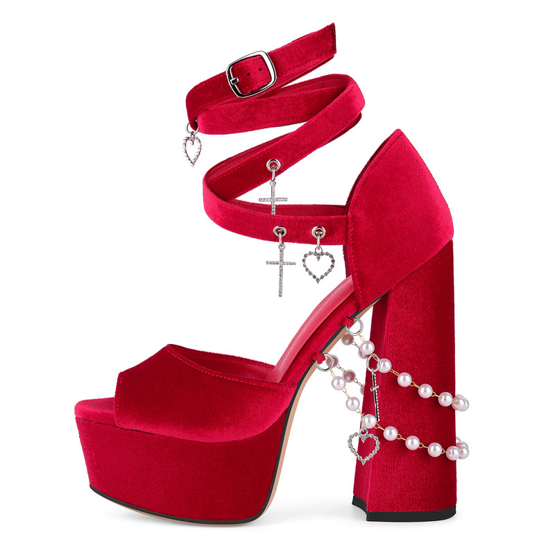 Buckle Pendant Embellishment Chunky Sandals