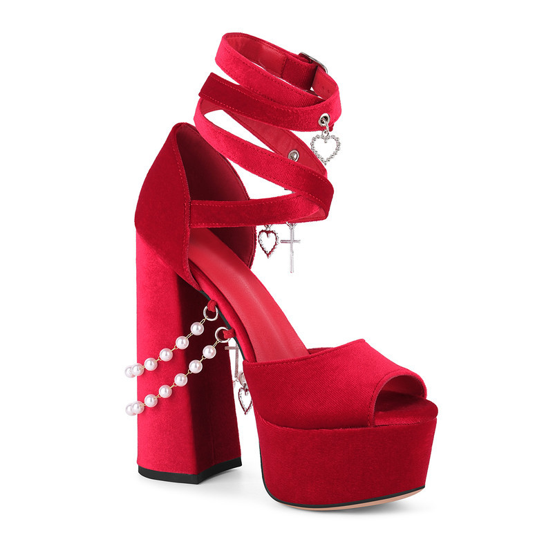 Buckle Pendant Embellishment Chunky Sandals