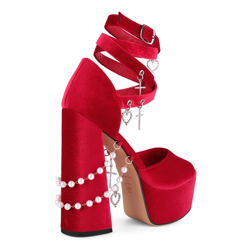 Buckle Pendant Embellishment Chunky Sandals