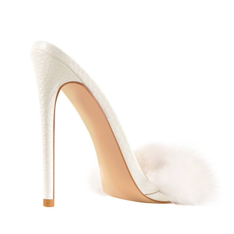 Stiletto Sandalen aus Pelzstein