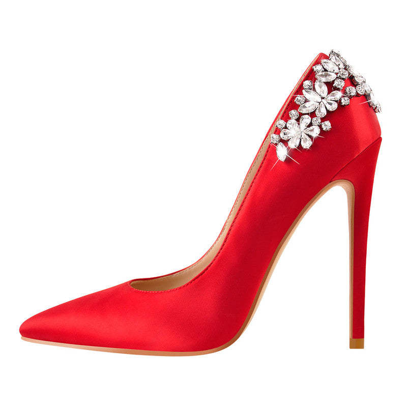 Spitz zulaufende Strass Stiletto Pumps