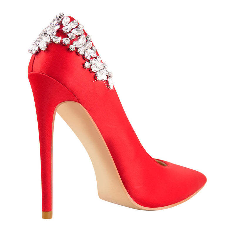 Spitz zulaufende Strass Stiletto Pumps