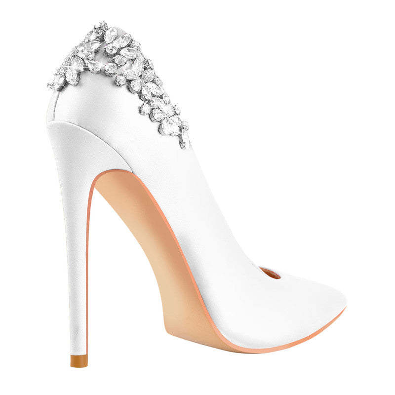 Spitz zulaufende Strass Stiletto Pumps