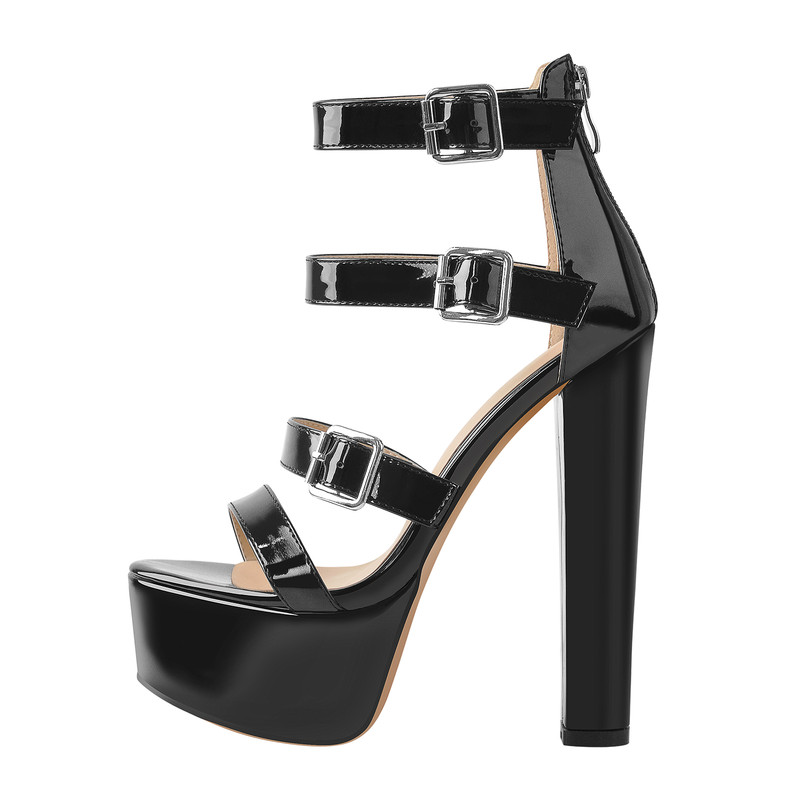 Leder Sandalen Plateau klobige High Heels
