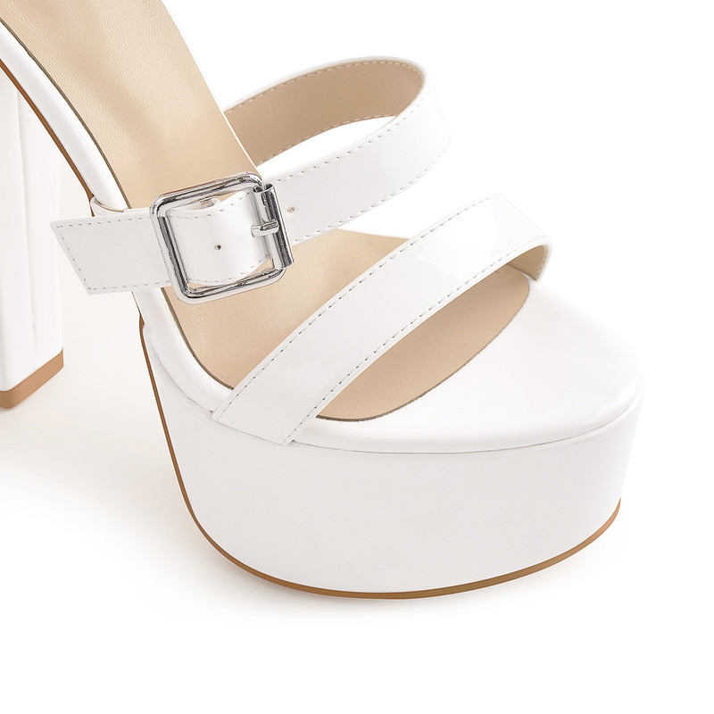 Multischnalle Leder Sandalen Plateau klobige High Heels