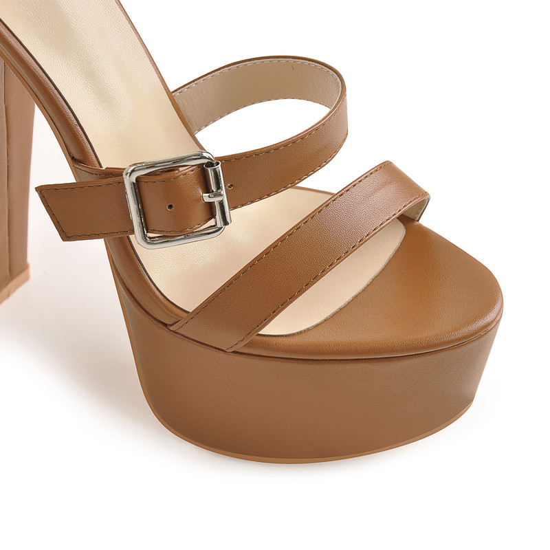 Multischnalle Leder Sandalen Plateau klobige High Heels