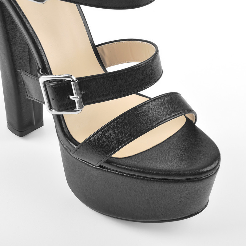 Onlymaker schwarze Sandalen Platea klobige High Heels
