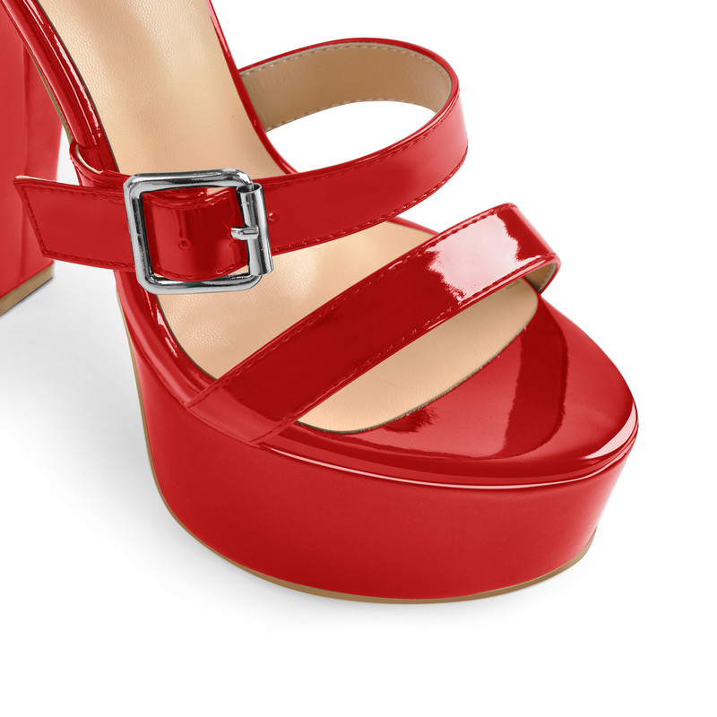 Lackleder Sandalen Plateau klobige High Heels