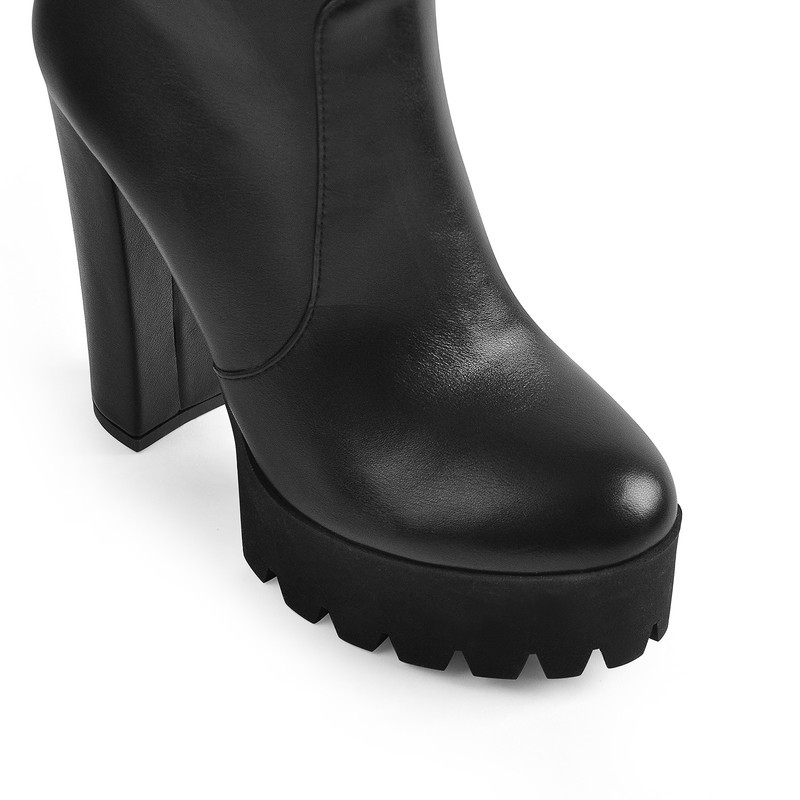  Langschaft Plateau stiefel Reißverschluss Schnürsenkel klobige High Heels