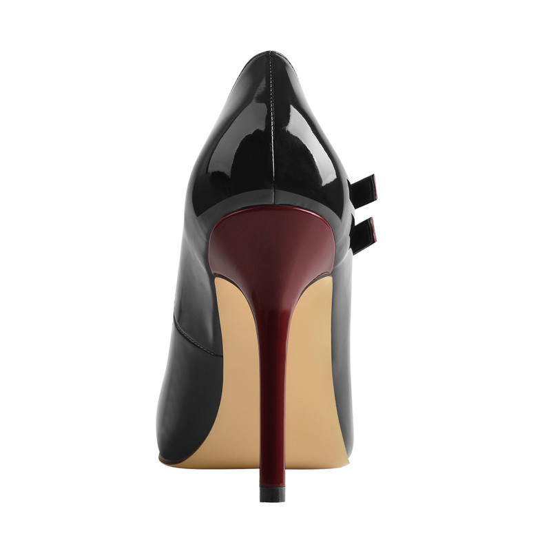 Spitze Lackleder Stiletto Pumps Schnallenriemen und Absatz