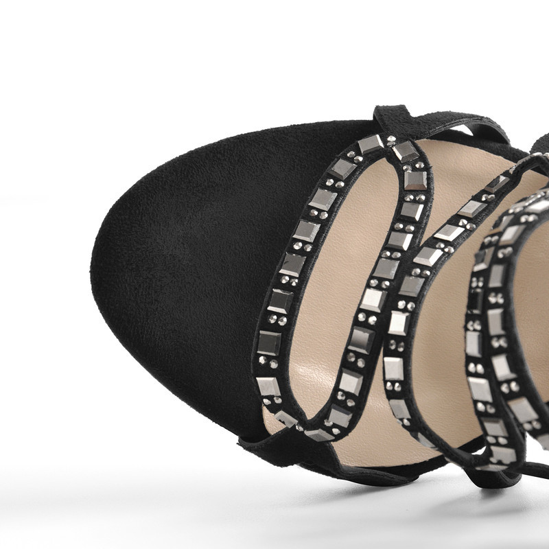 Gladiator Metall Ausschnitt Reißverschluss Stiletto Sandalen