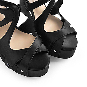 Satin Gladiator Plattform Knöchelriemen Stiletto Sandalen