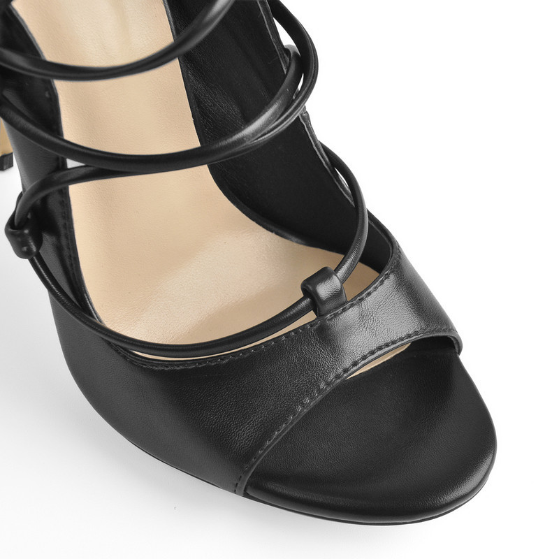 Satin Knöchelriemen Stiletto Sandalen runde Zehenpartie Reißverschluss 