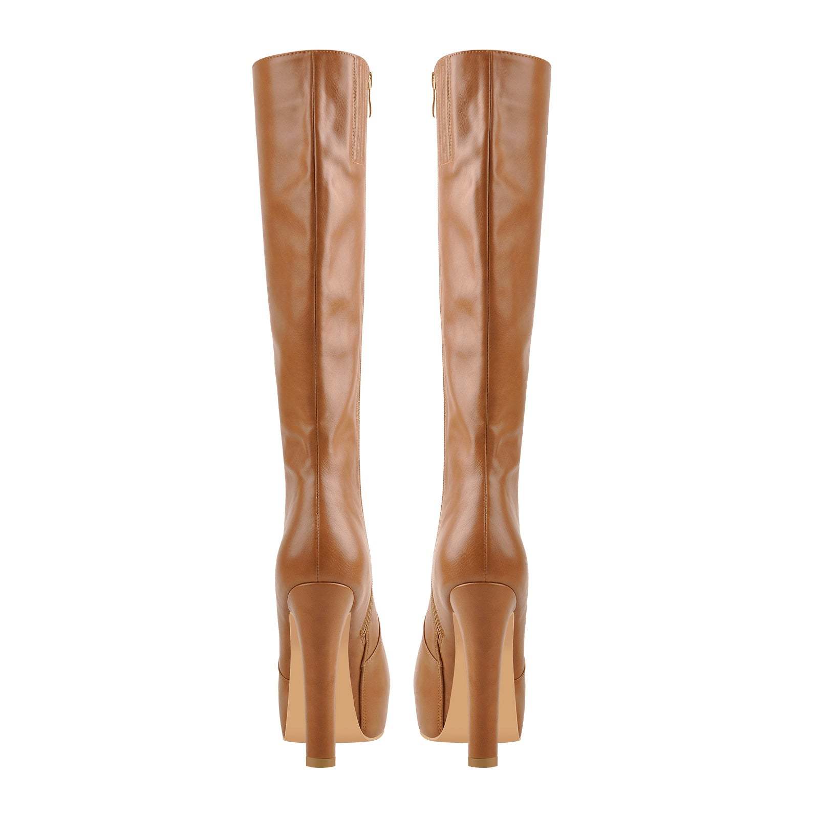 Plateau Langschaft Stiefel mit Blockabsatz Weitschaft