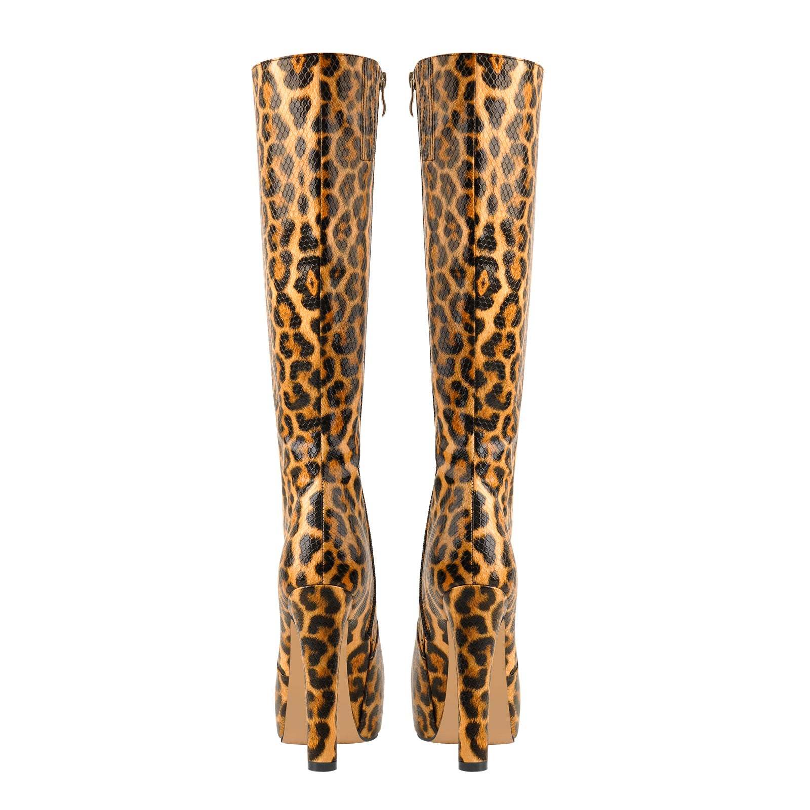 Plateau Langschaft Stiefel mit Blockabsatz Weitschaft