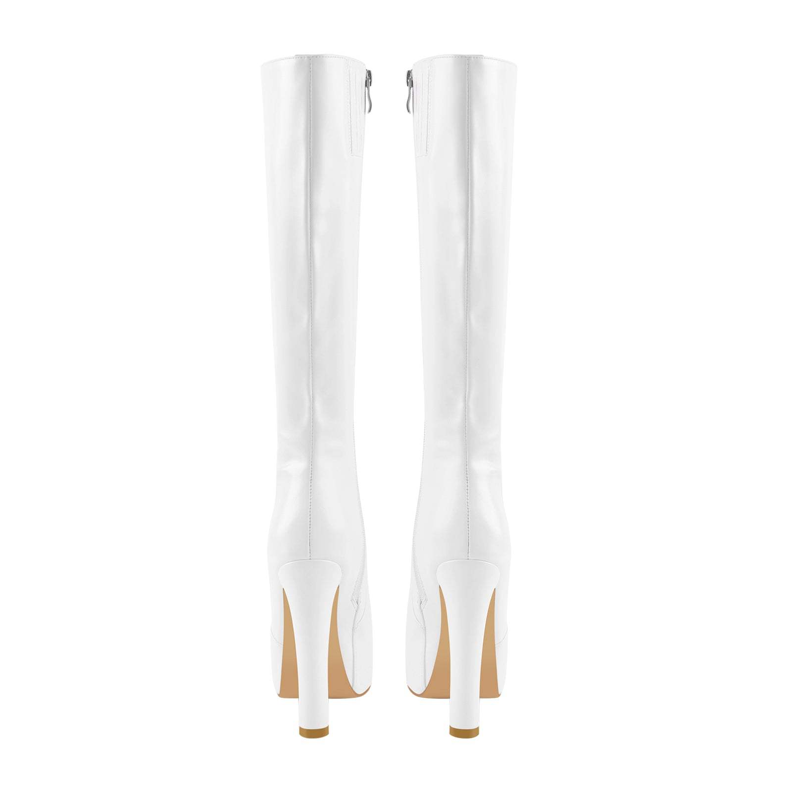 Plateau Langschaft Stiefel mit Blockabsatz Weitschaft