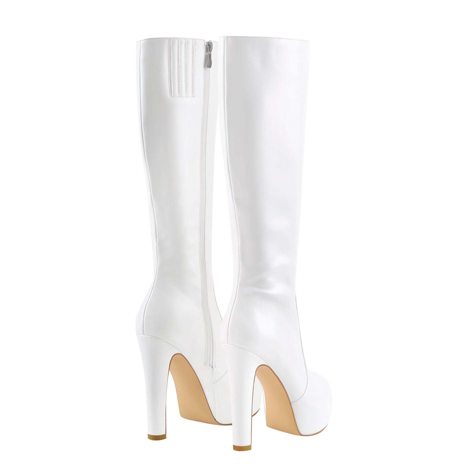 Plateau Langschaft Stiefel mit Blockabsatz Weitschaft