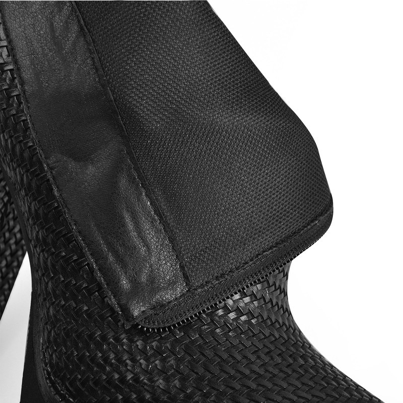 Butterweiches Leder mit Webmuster Stiefeletten Blockabsatz