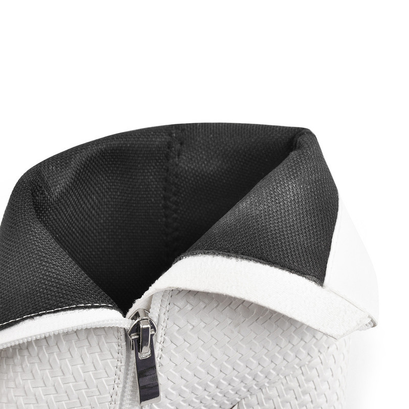 Butterweiches Leder mit Webmuster Stiefeletten Blockabsatz