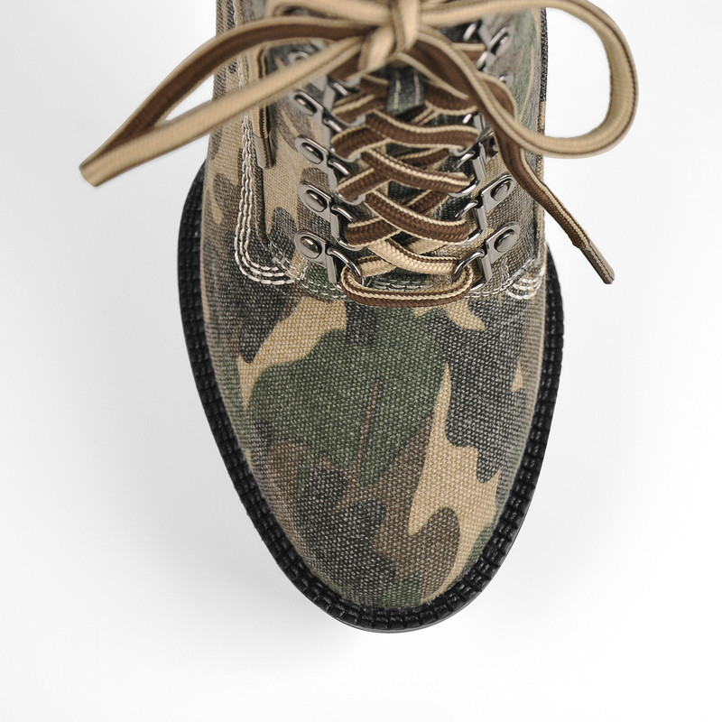 Camo Runde Zehe Plattform Spitze Chunky High Heels Stiefeletten