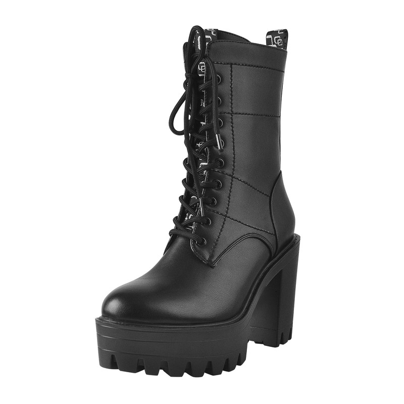 Stiefeletten mit Plateau und Schnürsenkel