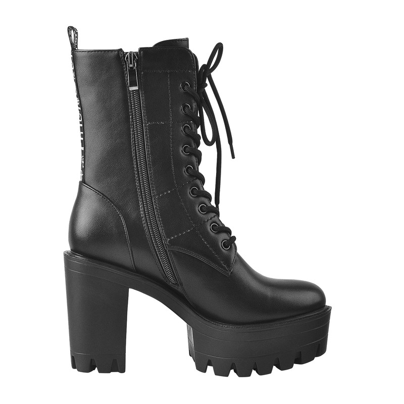 Stiefeletten mit Plateau und Schnürsenkel