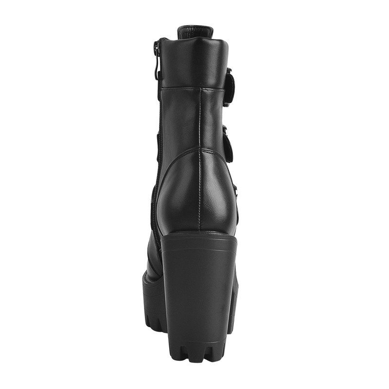 Blockabsatz Stiefeletten mit Plateau und Metallverschluss