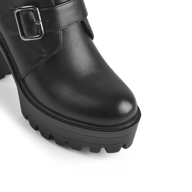 Blockabsatz Stiefeletten mit Plateau und Metallverschluss