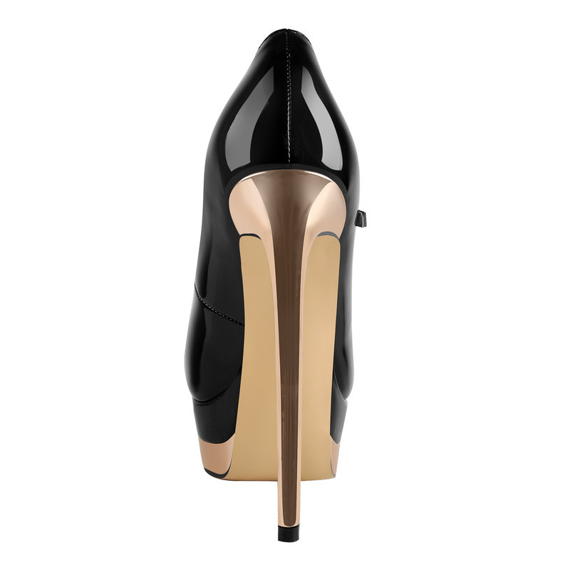 Lackleder Plateau Stiletto mit Metallverschluss