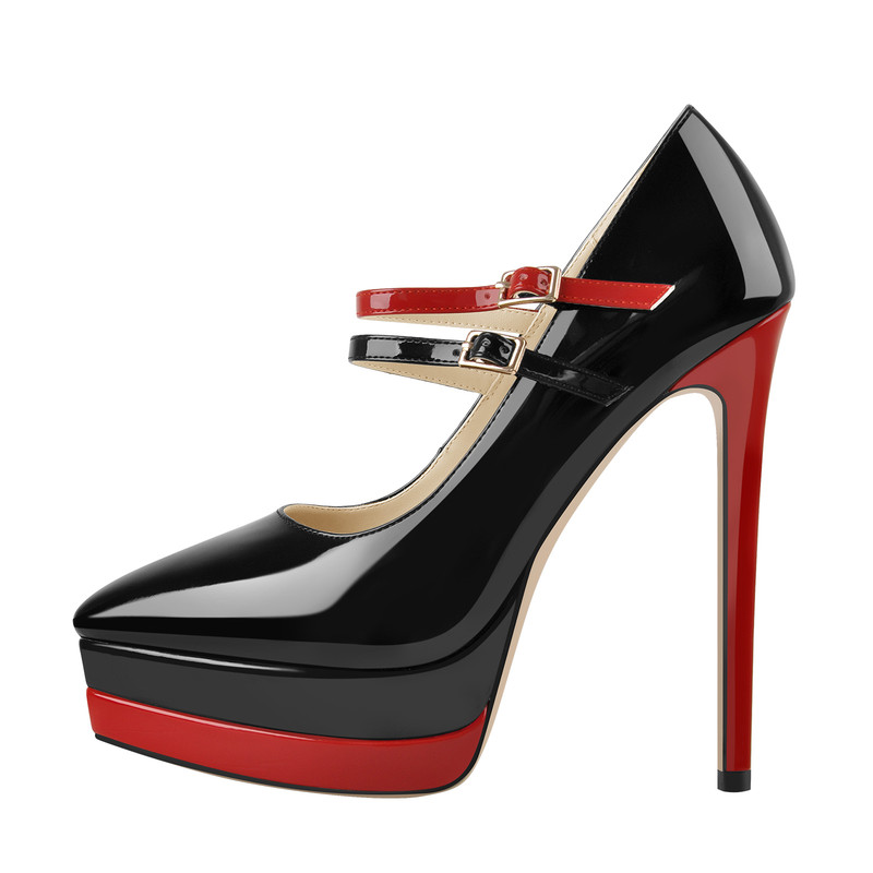 Lackleder Plateau Stiletto mit Metallverschluss