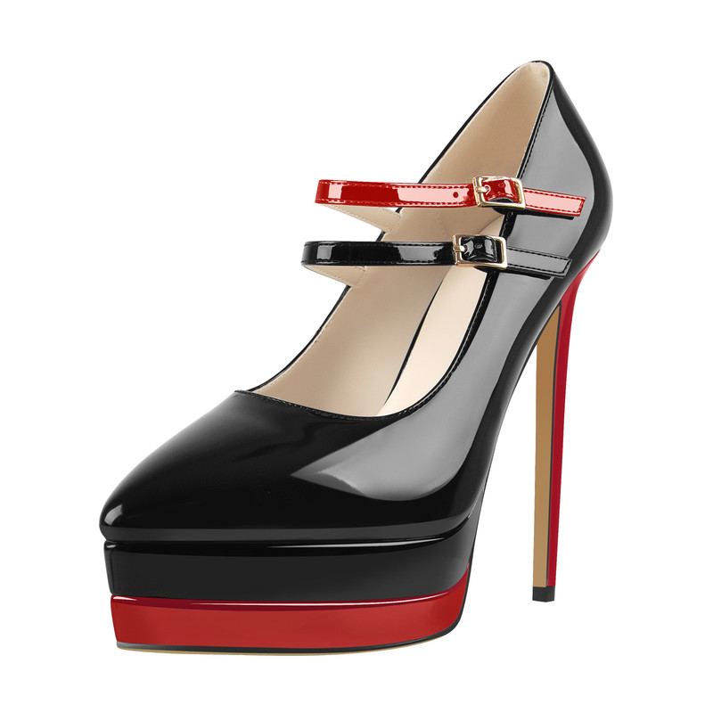 Lackleder Plateau Stiletto mit Metallverschluss