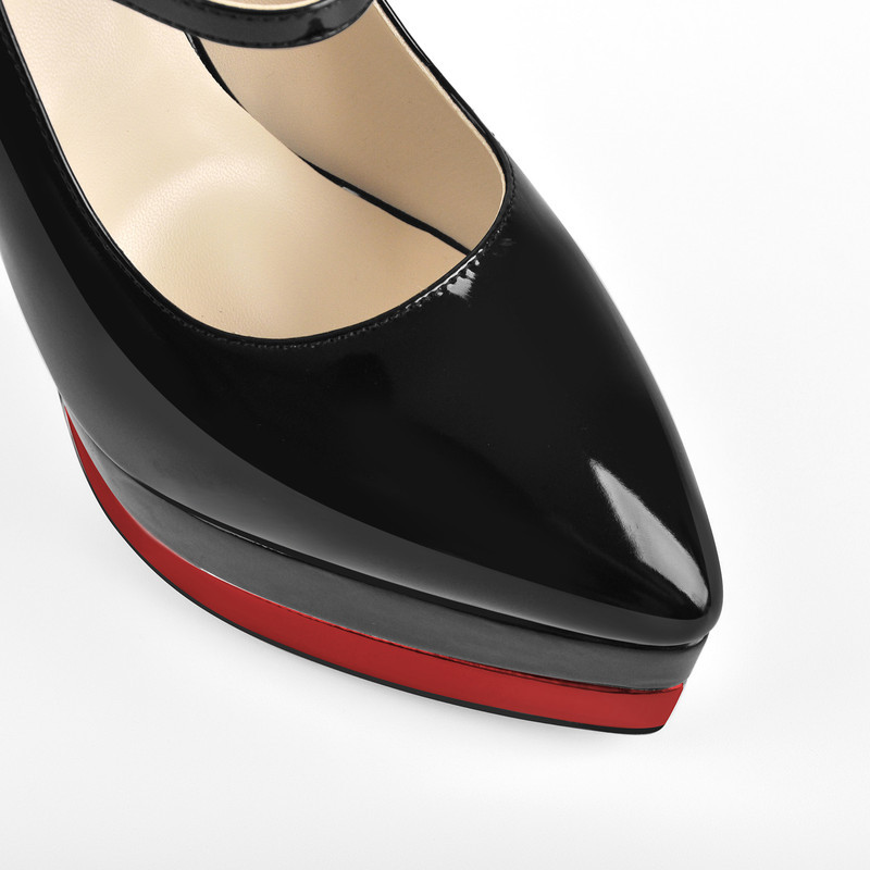 Lackleder Plateau Stiletto mit Metallverschluss