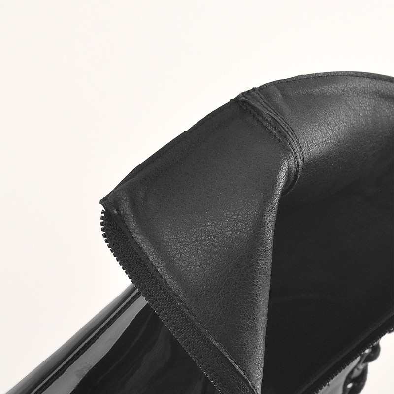 Offene Zehenpartie Lackleder Stiefeletten mit Reißverschluss