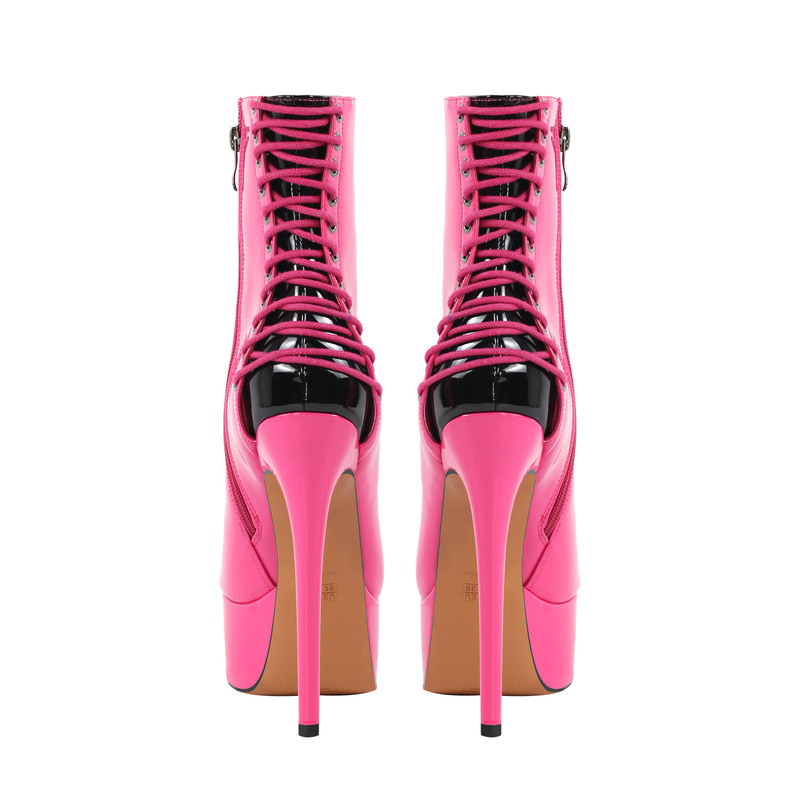 Offene Zehenpartie Lackleder Stiefeletten mit Reißverschluss