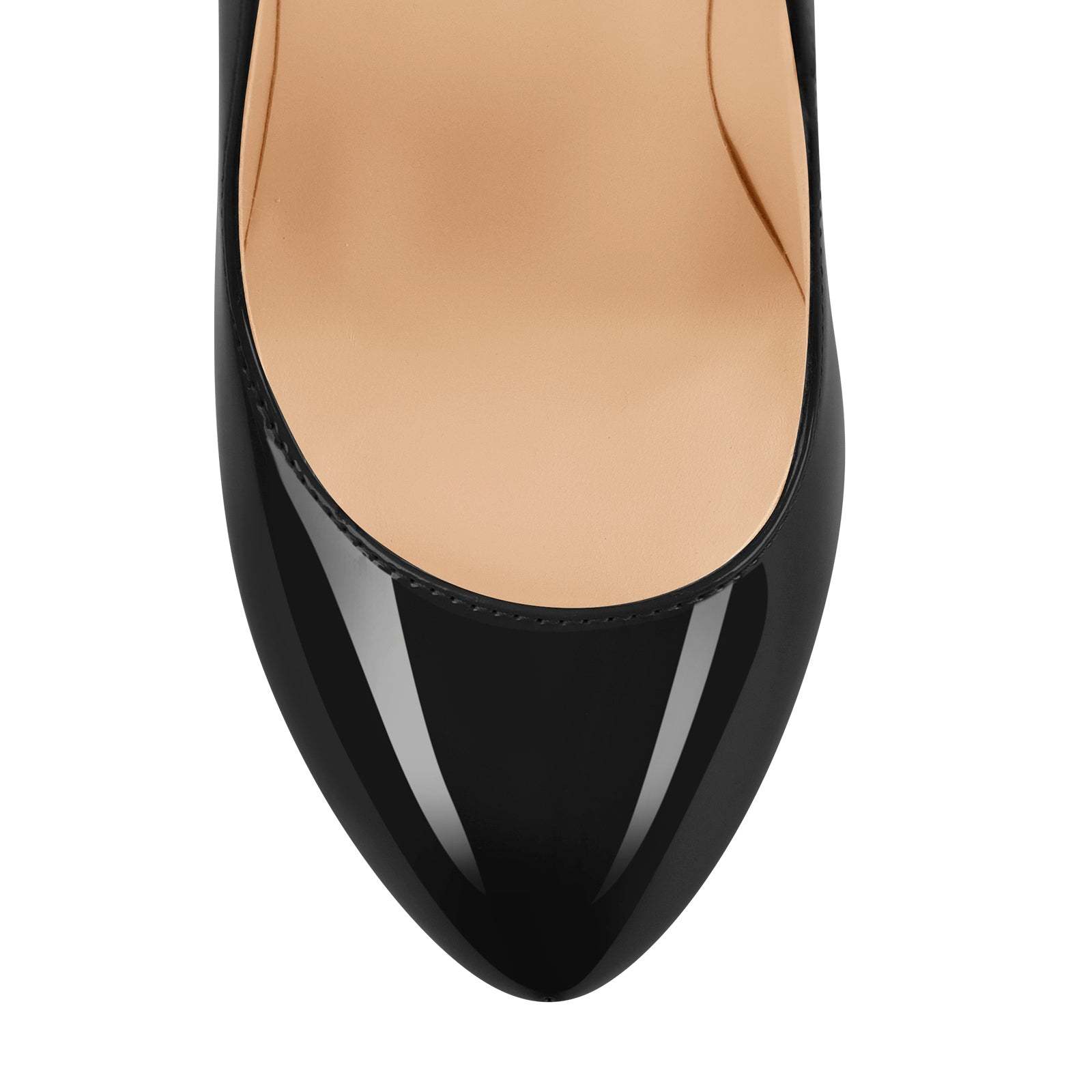 Plateau Pumps mit Pfennigabsatz Kristallabsatz High heels Lack