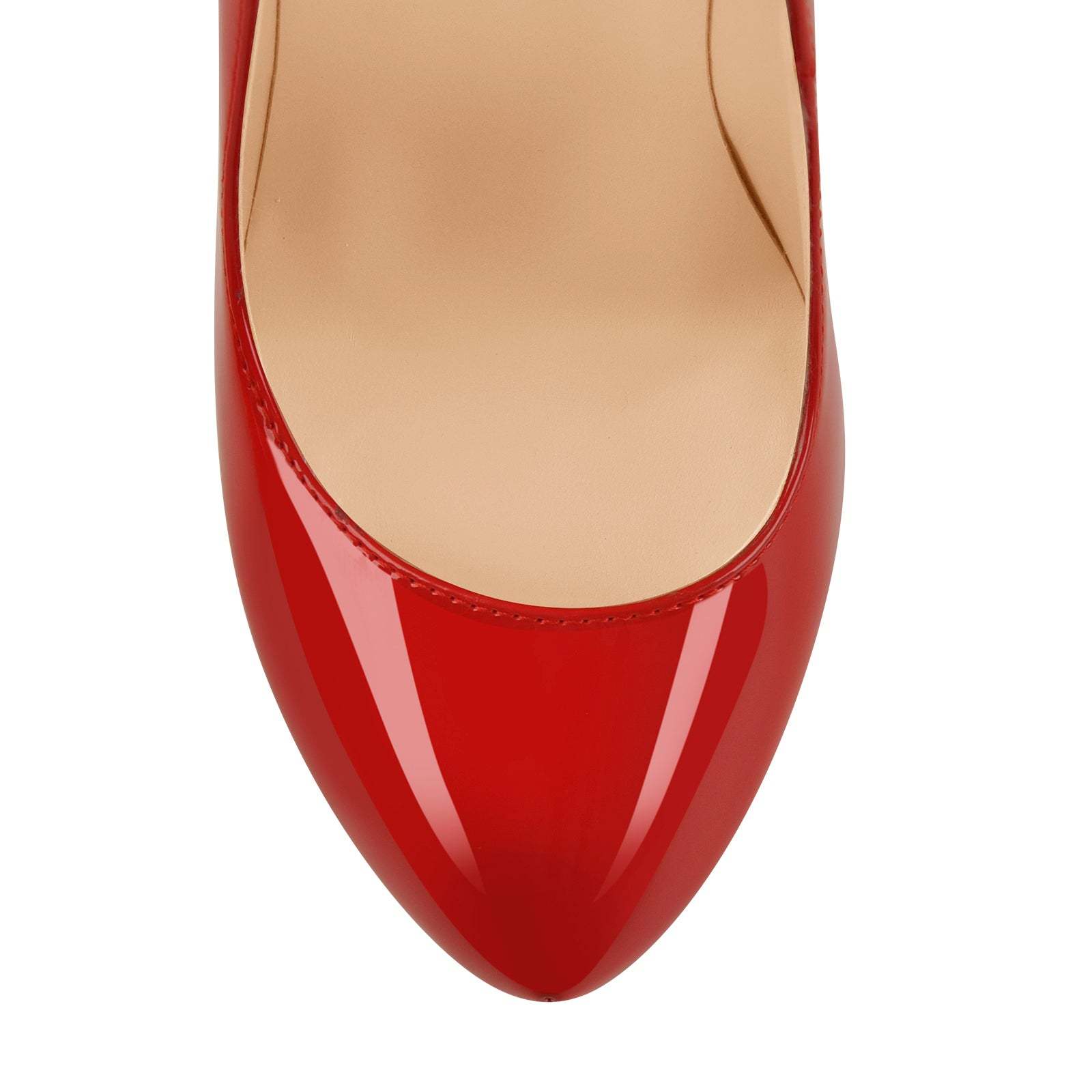 Plateau Pumps mit Pfennigabsatz Kristallabsatz High heels Lack