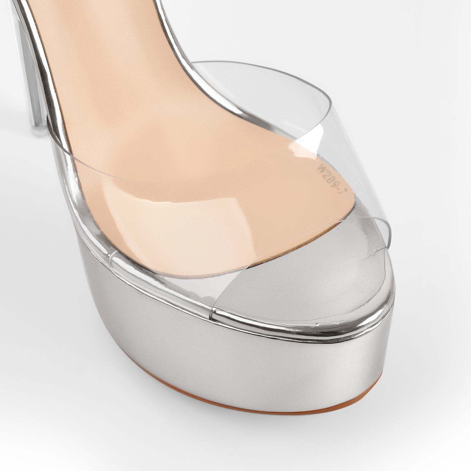 Plateau Sandalen Knöchelriemchen mit Pfennigabsatz Stilettos high Heels Damenschuhe Transparent