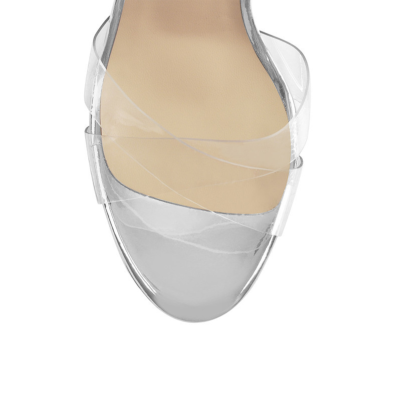 Transparente Plateau Pfennigabsatz Schnalle Sandaletten