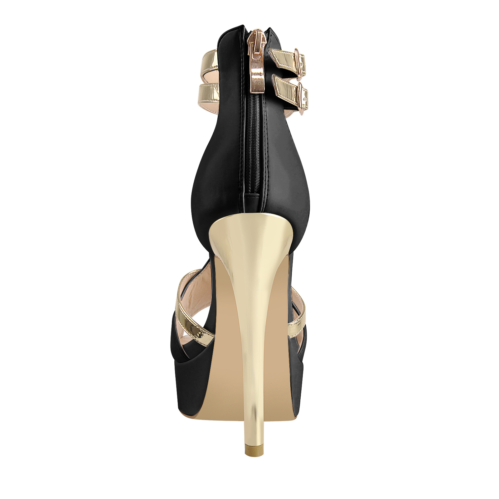 Plateau Pumps Peep Toed Riemchenpumps mit Knöchelschnallen