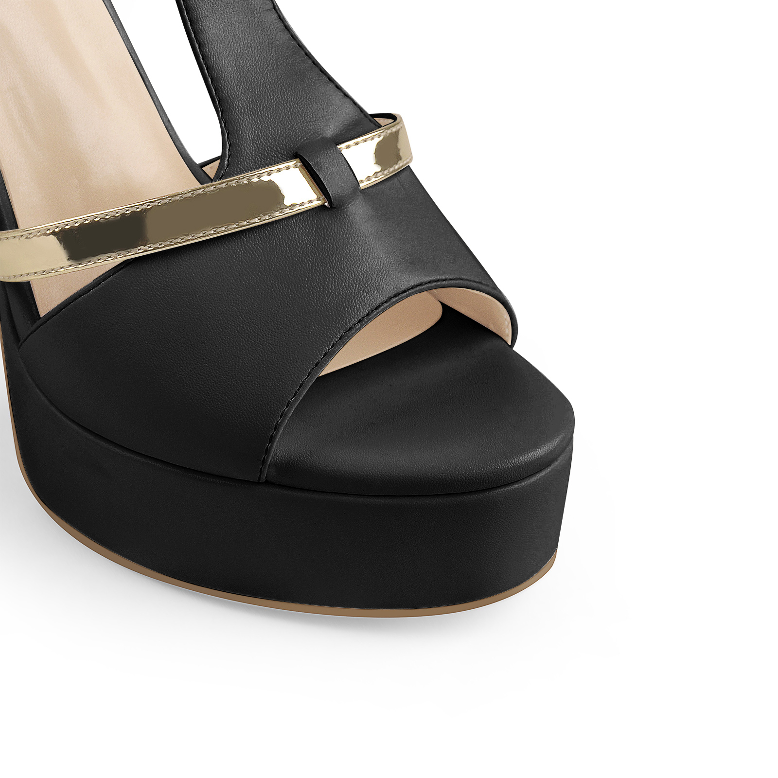 Plateau Pumps Peep Toed Riemchenpumps mit Knöchelschnallen