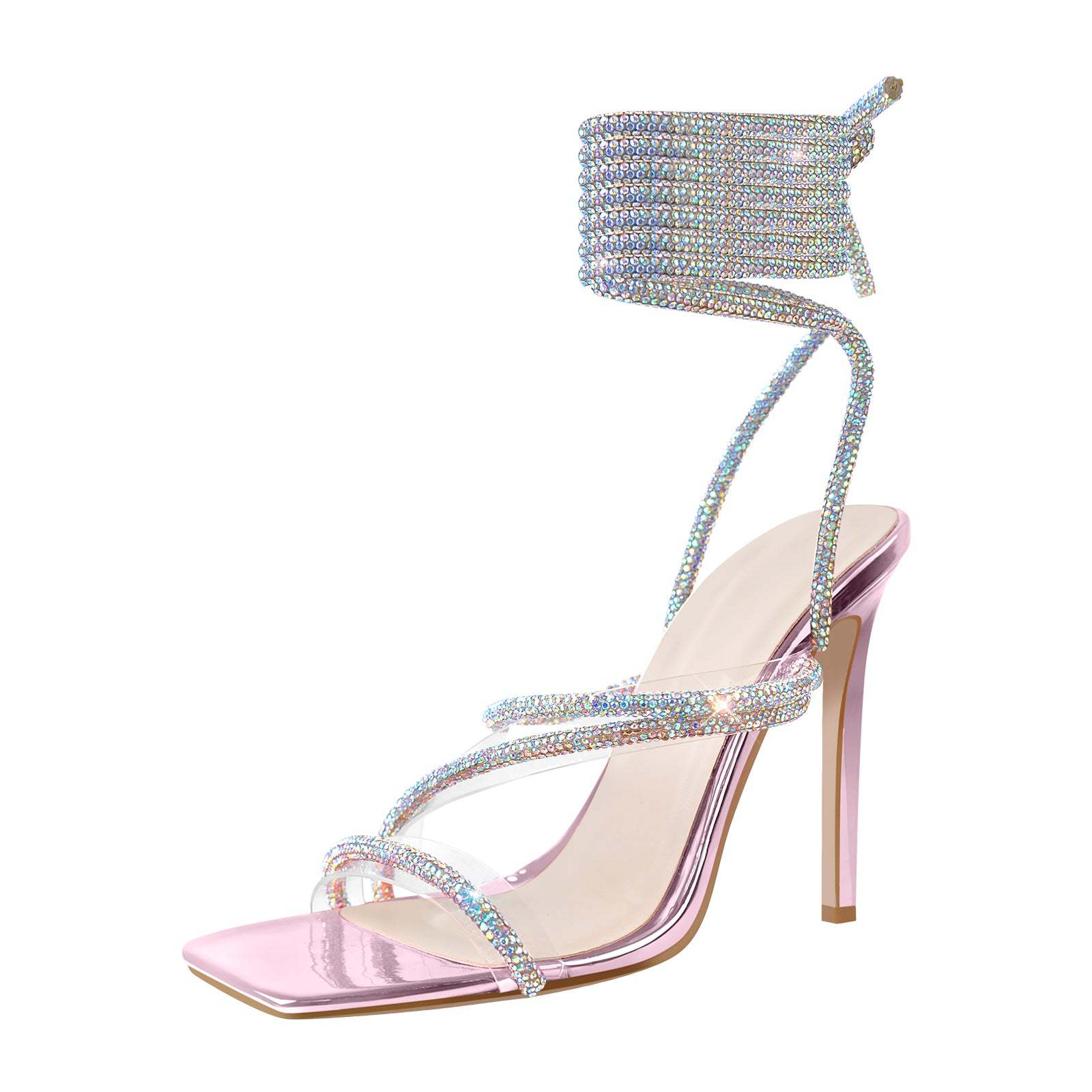 Römische Sandalen mit Absatz High Heels Strassstein Abendschuhe