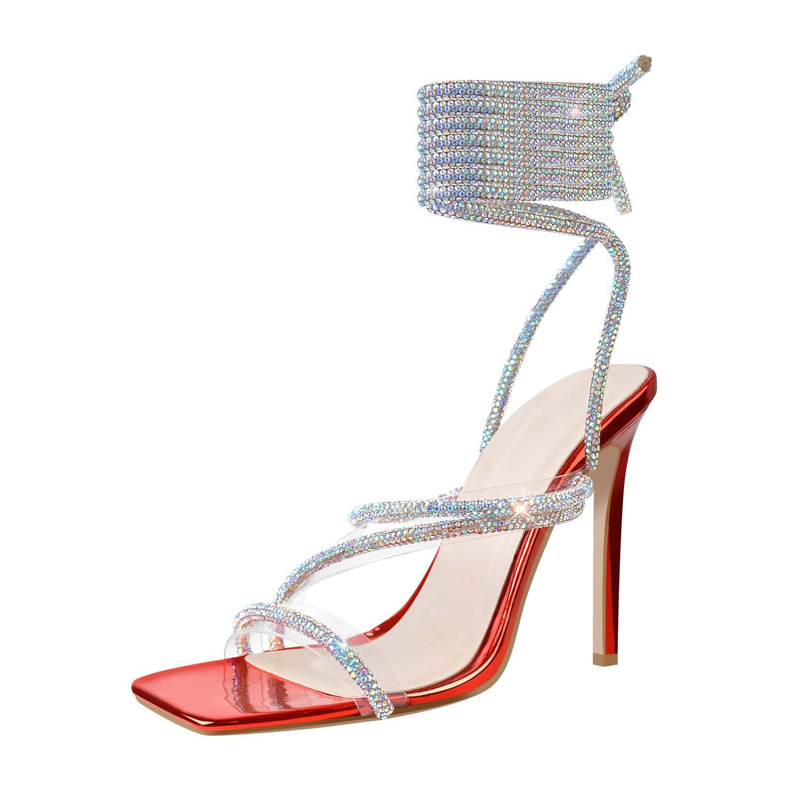 Römische Sandalen mit Absatz High Heels Strassstein Abendschuhe